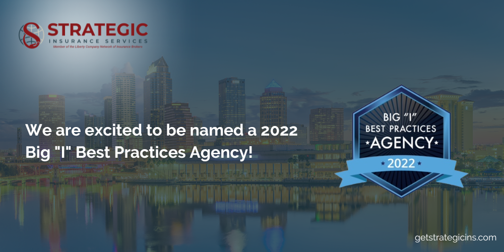 Graphic that says "we are excited to be named a 2022 Big "I" Best Practices Agency!"
